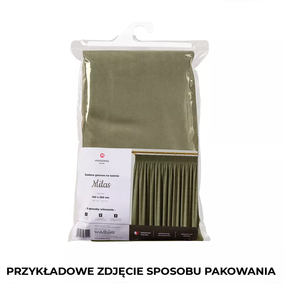 MILAS Zasłona gotowa na taśmie, szerokość 140 x wysokość 250cm, kolor 039 czarny MILAS0/ZGT/039/140250/1