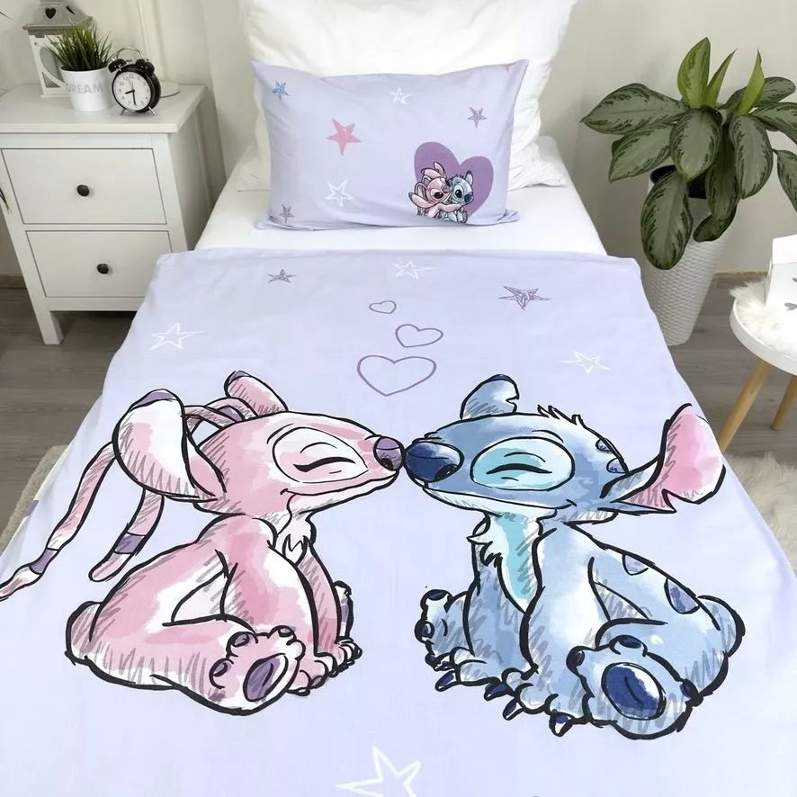 Pościel bawełniana 100x135 Lilo i Stitch  wrzosowa poszewka 70x90 JF 24