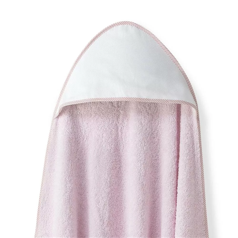 Okrycie kąpielowe 100x100 Punto 2 biały  różowy ręcznik z kapturkiem + śliniaczek