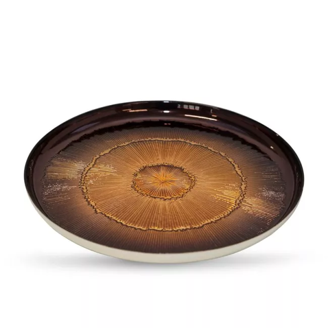Patera dekoracyjna 28x2 Bonita brązowa  w okrągłe wzory szklana Eurofirany