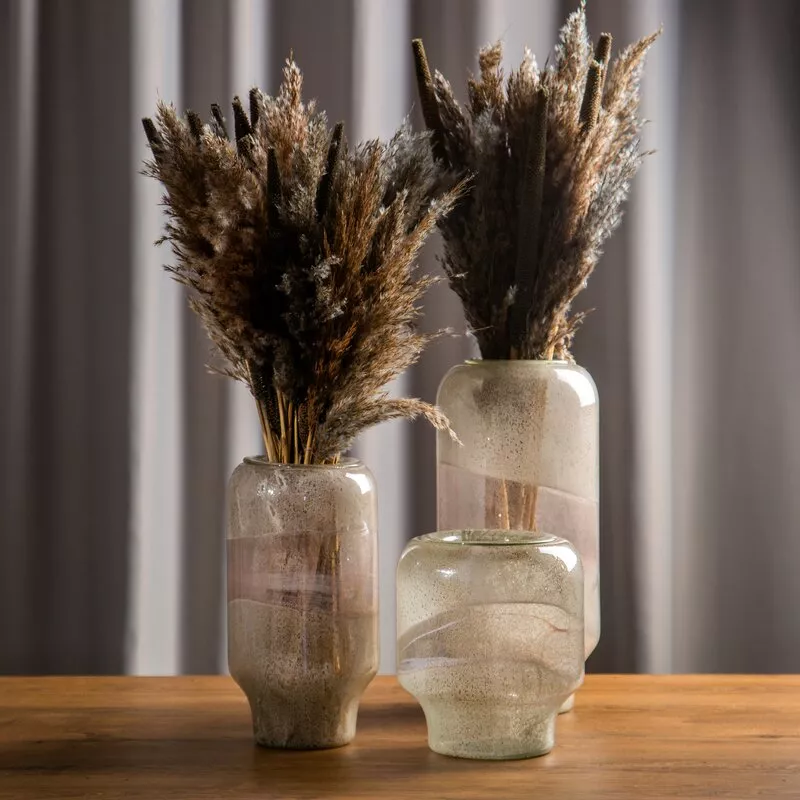 Szklany wazon dekoracyjny 19x22 Lana  kremowy
