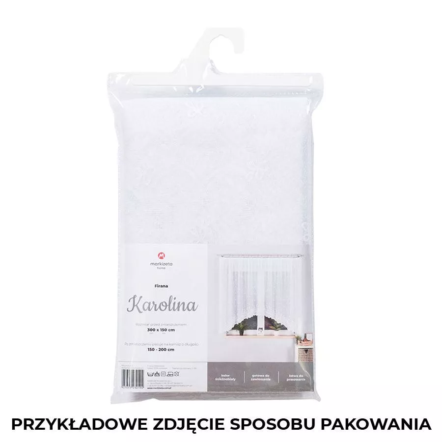 KAROLINA Firanka żakardowa gotowa, szerokość 300 x wysokość 150cm, kolor 001 biały 054160/FBL/001/300150/1