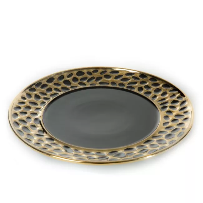 Patera ceramiczna 30x2 Madlen czarna  złota dekoracyjna Eurofirany