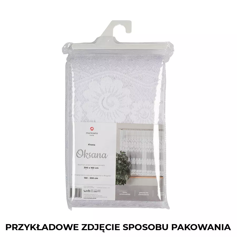 OKSANA Firanka żakardowa gotowa, szerokość 300 x wysokość 160cm, kolor 001 biały 049360/FBP/001/300160/1