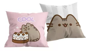 Poduszka dziecięca 40x40 Pusheen Kot  różowa szara tort H1