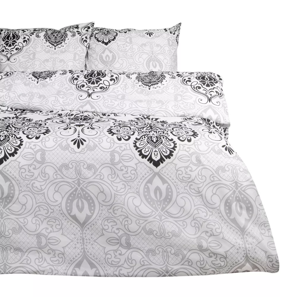 Pościel bawełniana 160x200 Luxury Grey  szara ornamenty Cottonlove Exclusive