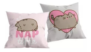 Poduszka dziecięca 40x40 Pusheen Kot Nap  różowa szara H1