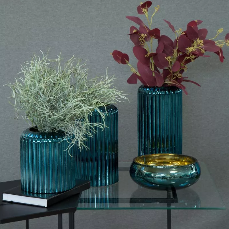 Szklany wazon dekoracyjny 15x16 Nela  ciemnoturkusowy