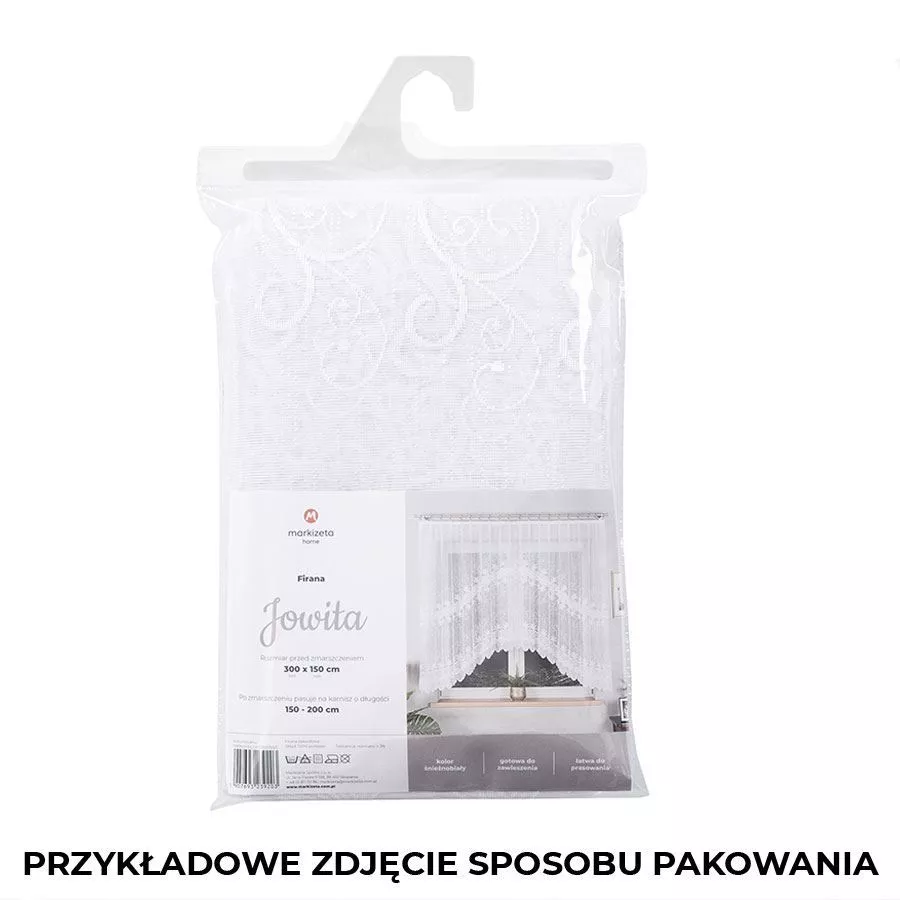 JOWITA Firanka żakardowa gotowa za wzorem pasowym, szerokość 250 x wysokość 120cm, kolor 001 biały 018960/FBL/001/250120/1