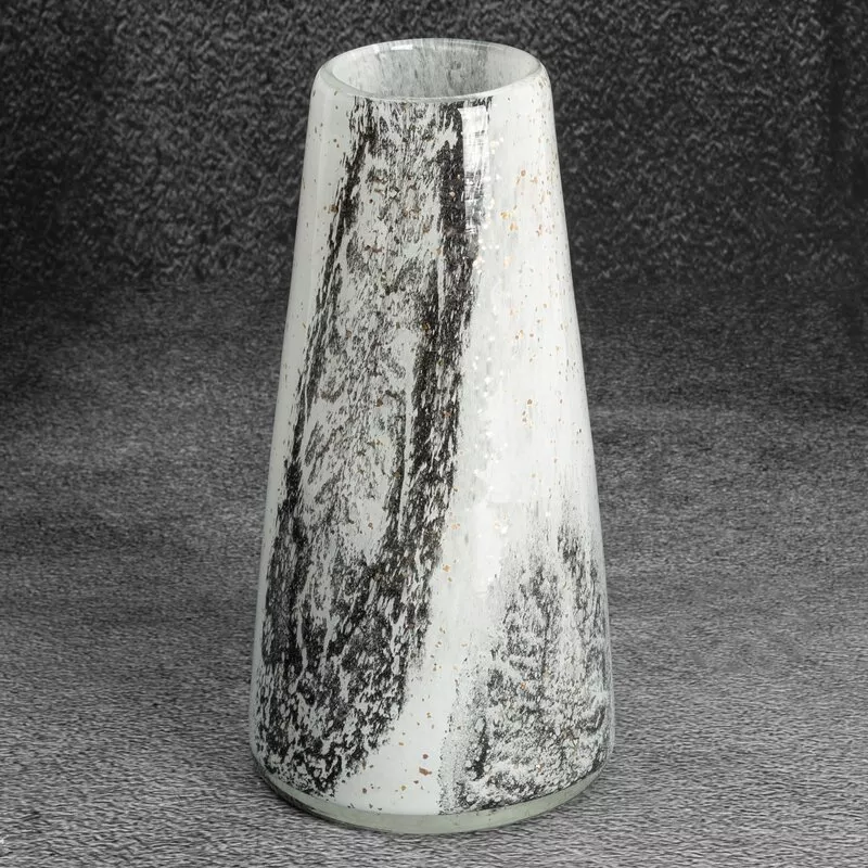 Szklany wazon dekoracyjny 11x11x22 Lucas  kremowy