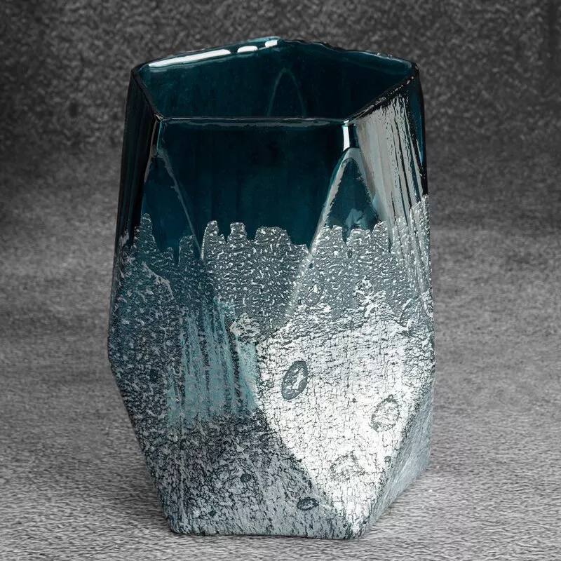 Szklany wazon dekoracyjny 13x18 Nessa  niebieski