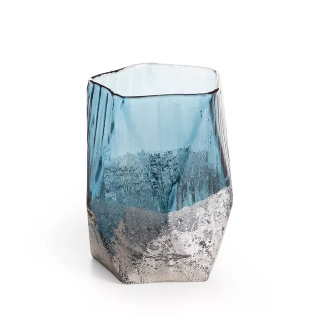 Szklany wazon dekoracyjny 13x18 Nessa  niebieski