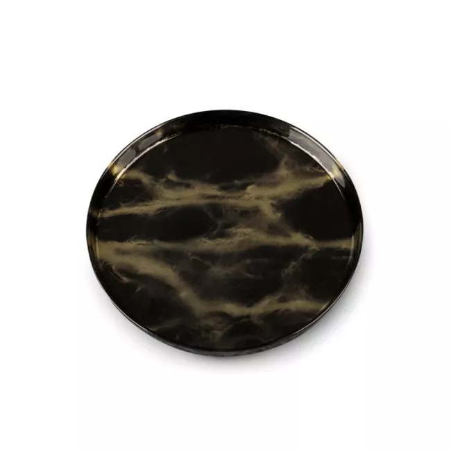 Patera dekoracyjna 21x2 Ada czarna ze  złotym marmurowym wzorem szklana Eurofirany