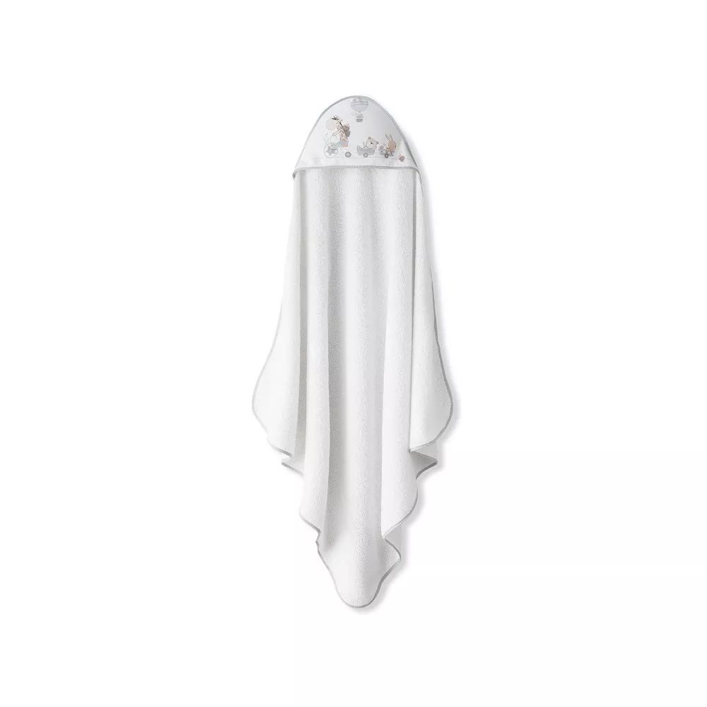 Okrycie kąpielowe 100x100 Żyrafa 2 biały  szary ręcznik z kapturkiem + śliniaczek