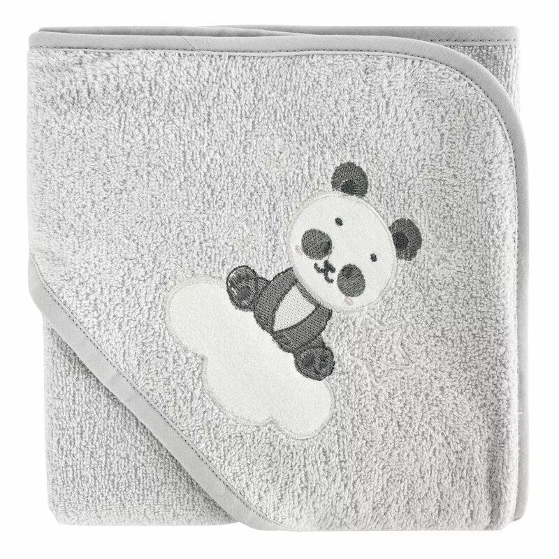 Okrycie kąpielowe 100x100 Baby 63  srebrny Panda ręcznik z kapturkiem 350g/m2 Eurofirany