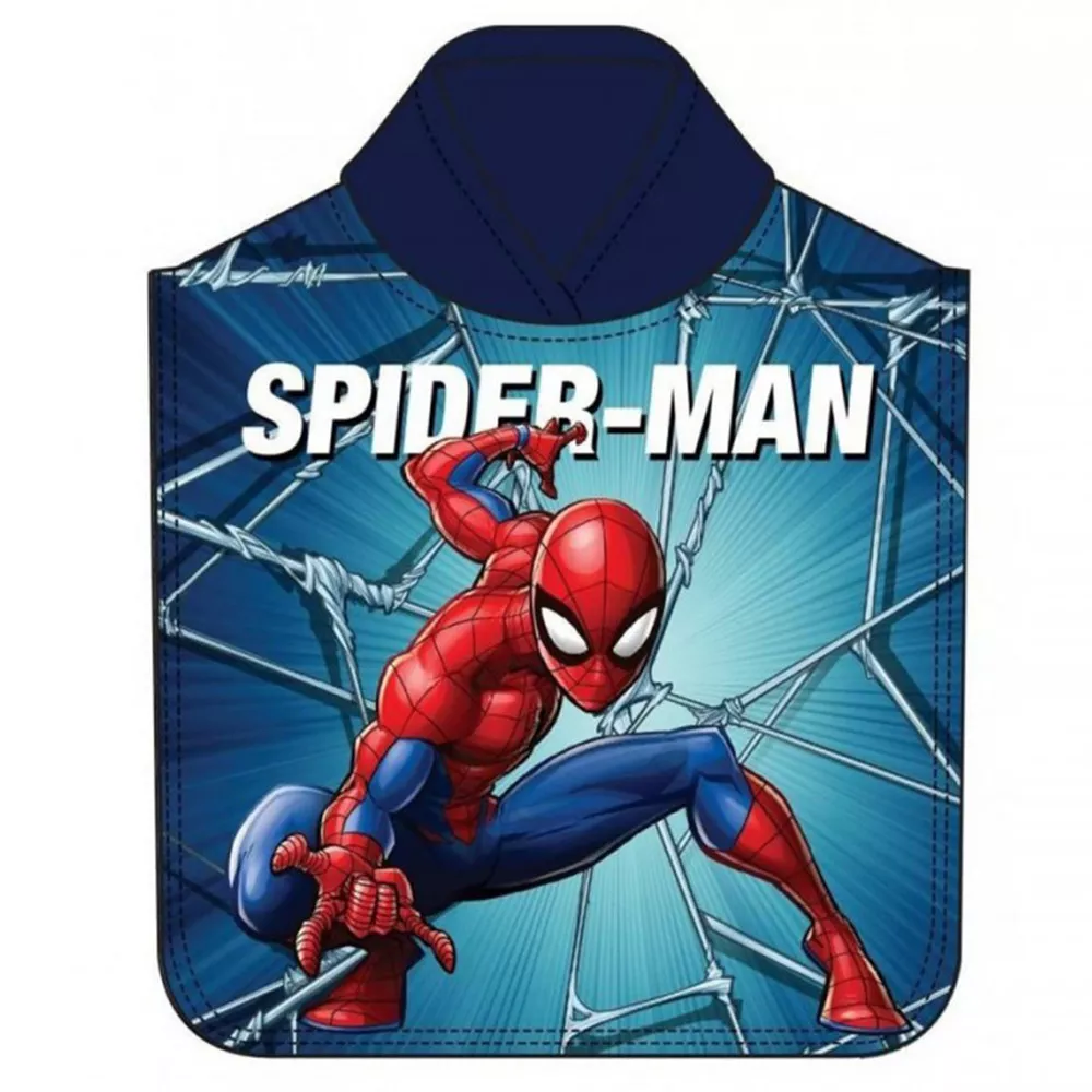 Poncho dla dzieci 50x100 Spiderman  niebieski ręcznik z kapturem dziecięcy S24