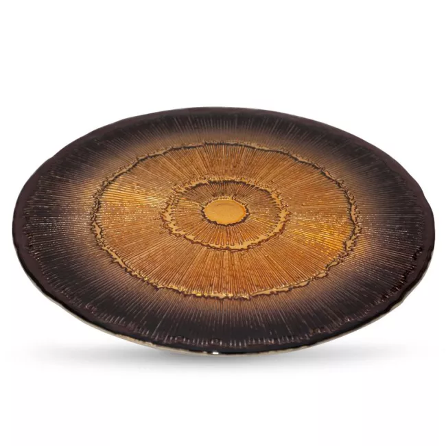 Patera dekoracyjna 33x3 Bonita brązowa  w okrągłe wzory szklana Eurofirany