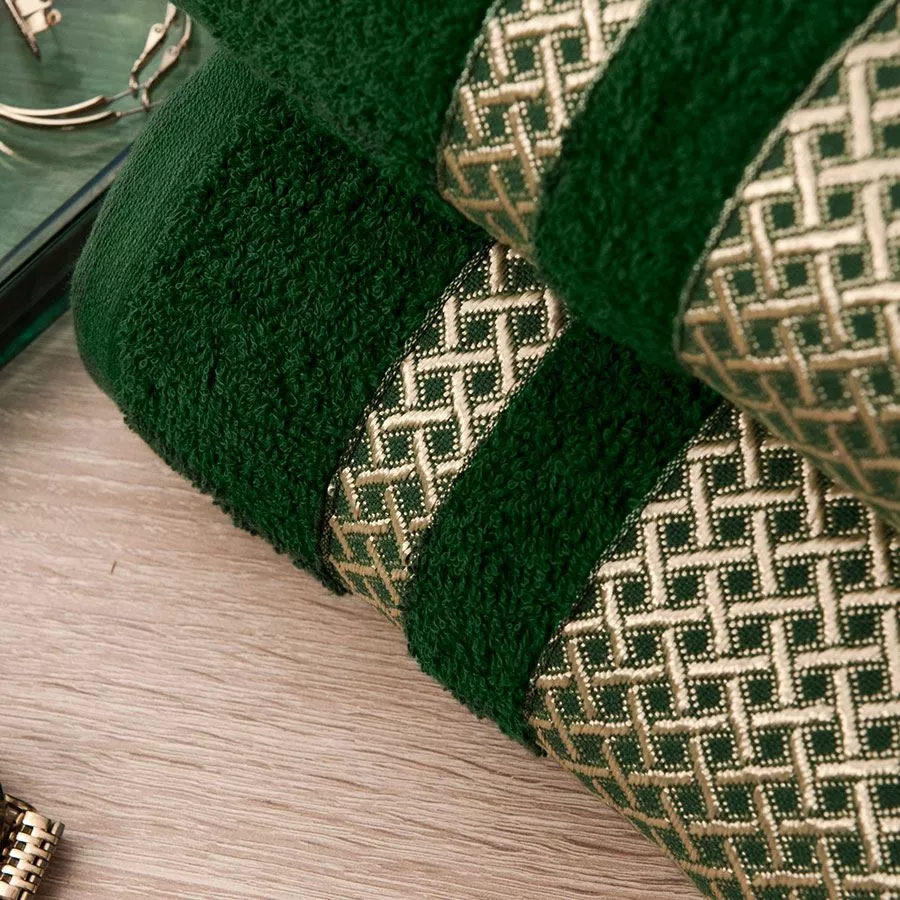 LIONEL Ręcznik, 70x140cm, kolor 002 ciemno zielony;butelkowy ze złotą bordiurą LIONEL/RB0/002/070140/1